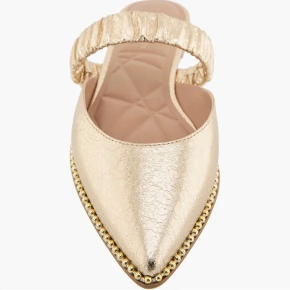 NEW BCBG Women's Gold Textured Mules - Picture 4 of 13